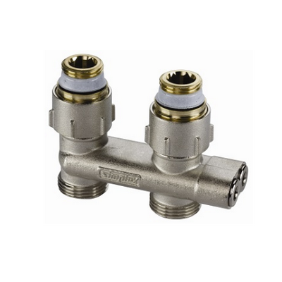 Узел нижнего подключения радиатора перекрестный прямой 1/2"НPx3/4"HP латунь Simplex тип D1/50, F10076