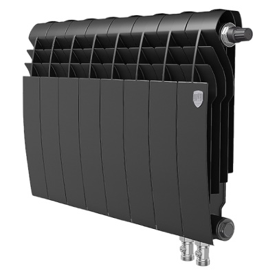 Радиаторы Royal Thermo BiLiner 350 Noir Sable VR биметаллические, чёрные нижнее правое подключение