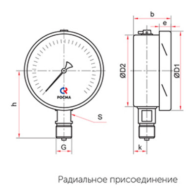 Мановакуумметр виброустойчивый радиальный Росма ТМВ (серия 21) G1/4 ДК63мм, класс точности 1.5, под ГЗ, коррозионностойкий