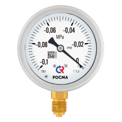 Вакуумметр виброустойчивый радиальный Росма ТВ-320Р.00 (-0.1-0MPa) G1/4 ДК63мм, класс точности 1.5, под ГЗ, 00000007598