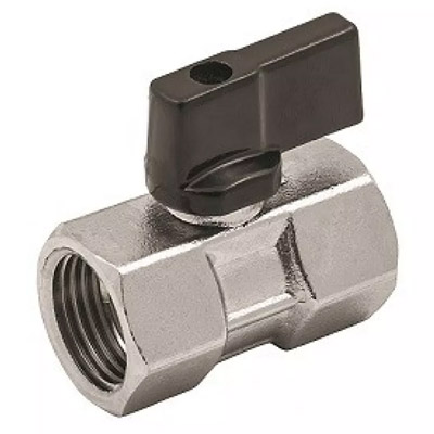 Кран шаровой латунный вн-вн резьба 1/2" ручка-флажок, никель Elsen Mini EV92.1212