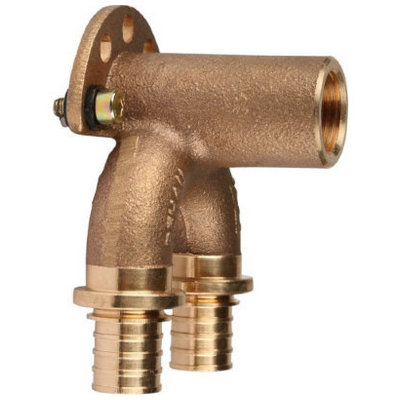 Угольник настенный проточный Рехау RX+ длинный Ø20/20-Rp1/2″ аксиальный с внутренней резьбой, бронзовый для PE-X труб RAUTITAN, 14562713001