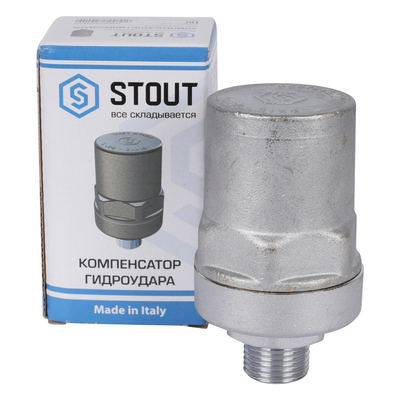 Гаситель гидроударов 1/2" НАРУЖНАЯ резьба 50 бар Хром Stout SVS-1014-000015