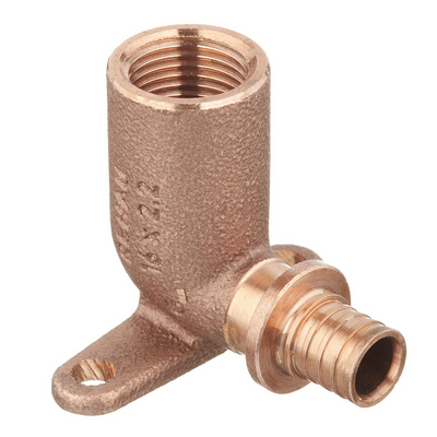 Угольник настенный с длинным патрубком Рехау RX+ 90° Ø20-Rp1/2″ аксиальный с внутренней резьбой, бронзовый для PE-X труб RAUTITAN, 14563633001