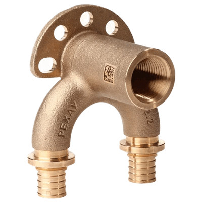 Угольник настенный проточный Рехау RX+ короткий Ø16/16-Rp1/2″ аксиальный с внутренней резьбой, бронзовый для PE-X труб RAUTITAN, 14564033001