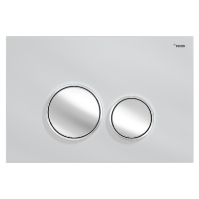Клавиша смыва Рехау Nova Orb Glass с круглыми клавишами, закалённое стекло, белый, клавиши и их контур хром глянцевый 19102901001