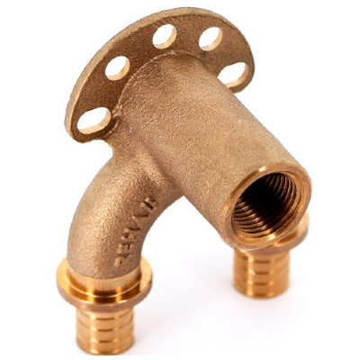 Угольник настенный проточный Рехау RX+ длинный Ø20/20-Rp1/2″ аксиальный с внутренней резьбой, бронзовый для PE-X труб RAUTITAN, 14562713001