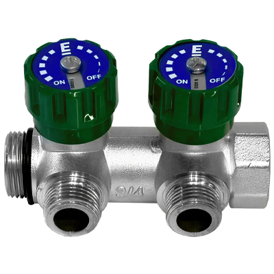 Коллектор Elsen 3/4"х1/2" с регулирующими вентилями и плоским уплотнением, Tin