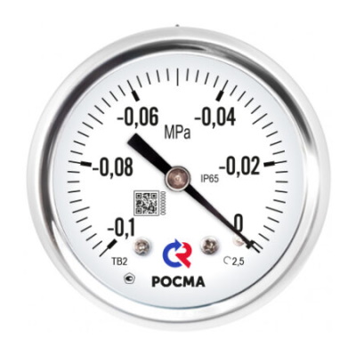 Вакуумметр виброустойчивый эксцентрический Росма ТВ-621ТЭ.00 (-0.1-0MPa) M20x1.5 ДК150мм, класс точности 1.0, под ГЗ, коррозионностойкий, 00000024027