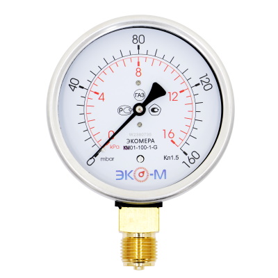 Манометр(напоромер) радиальный Экомера КМ М20х1,5  ДК100мм