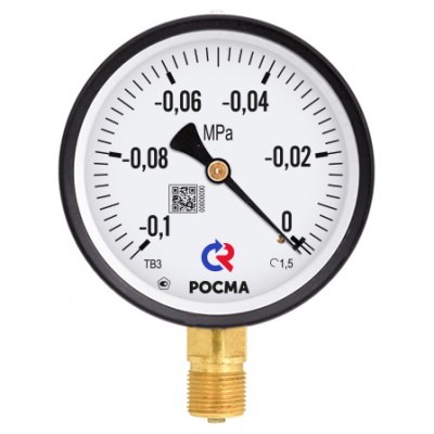 Вакуумметр общетехнический радиальный Росма ТВ-610Р.00 (-0.1-0MPa) M20x1.5 ДК150мм, класс точности 1.5, 00000007601