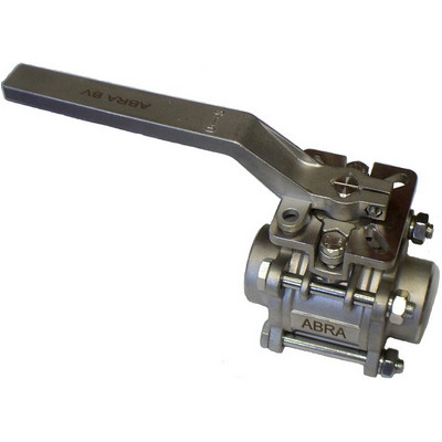 Кран шаровой ABRA-BV 1 1/4" Ду32 Ру40 двухсоставной c ISO верхним фланцем, полнопроходной под приварку, из нержавеющей стали с рукояткой, ABRA-BV-61-032