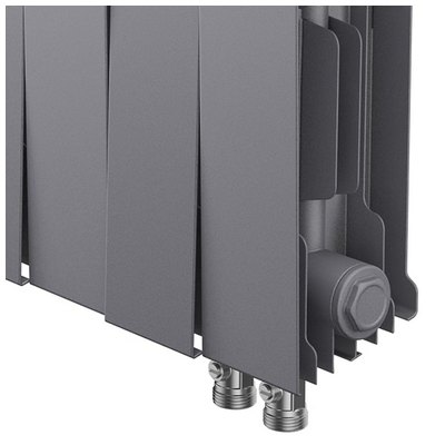 Радиатор отопления Royal Thermo PianoForte 200 Silver Satin VDR (Серебристый) 20 секций биметаллический нижнее правое подключение НС-1346030